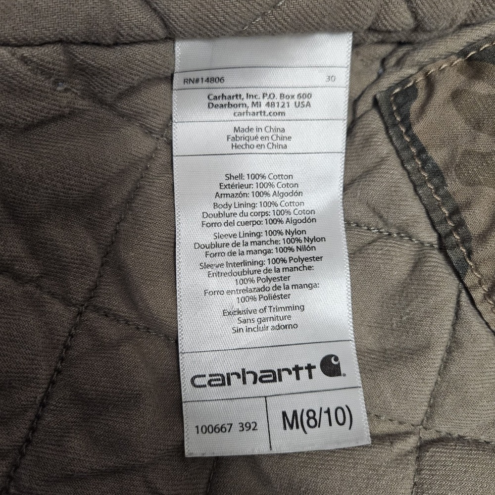 CARHARTT Women's Medium Hooded Camo Quilt Lined Jacket 100667 - Picture 8 of 9